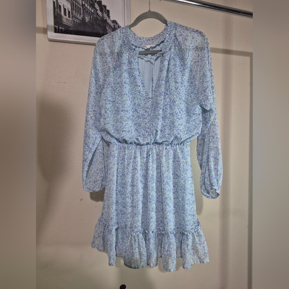 GB Girls Light Blue Floral Long Sleeve Dress